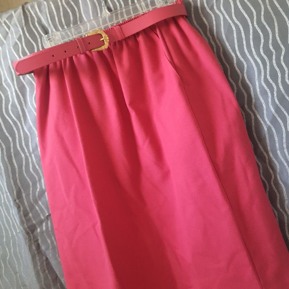 Vtg Alfred Dunner Women's Skirt Size 16p Matching Belt Pull-On Petite Linen